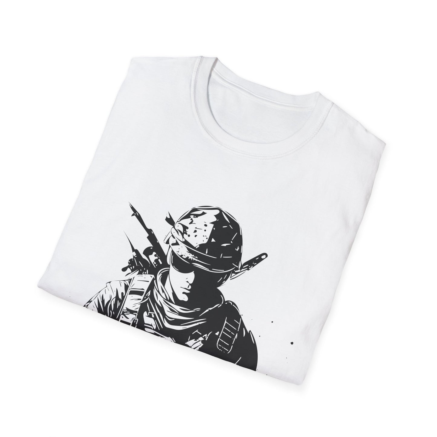 A Heroic Soldier Unisex Softstyle T-Shirt - Bold Graphic Tee for Veterans and Supporters