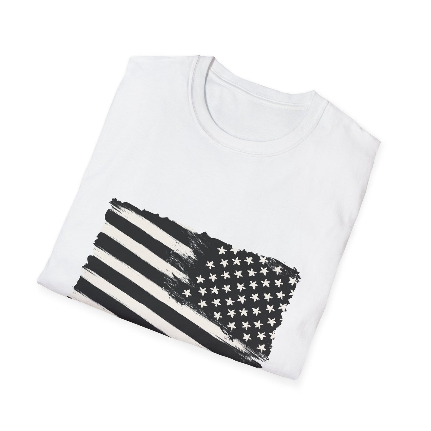 Feeling Patriotic Here's A Unisex Softstyle T-Shirt - Distressed American Flag Design
