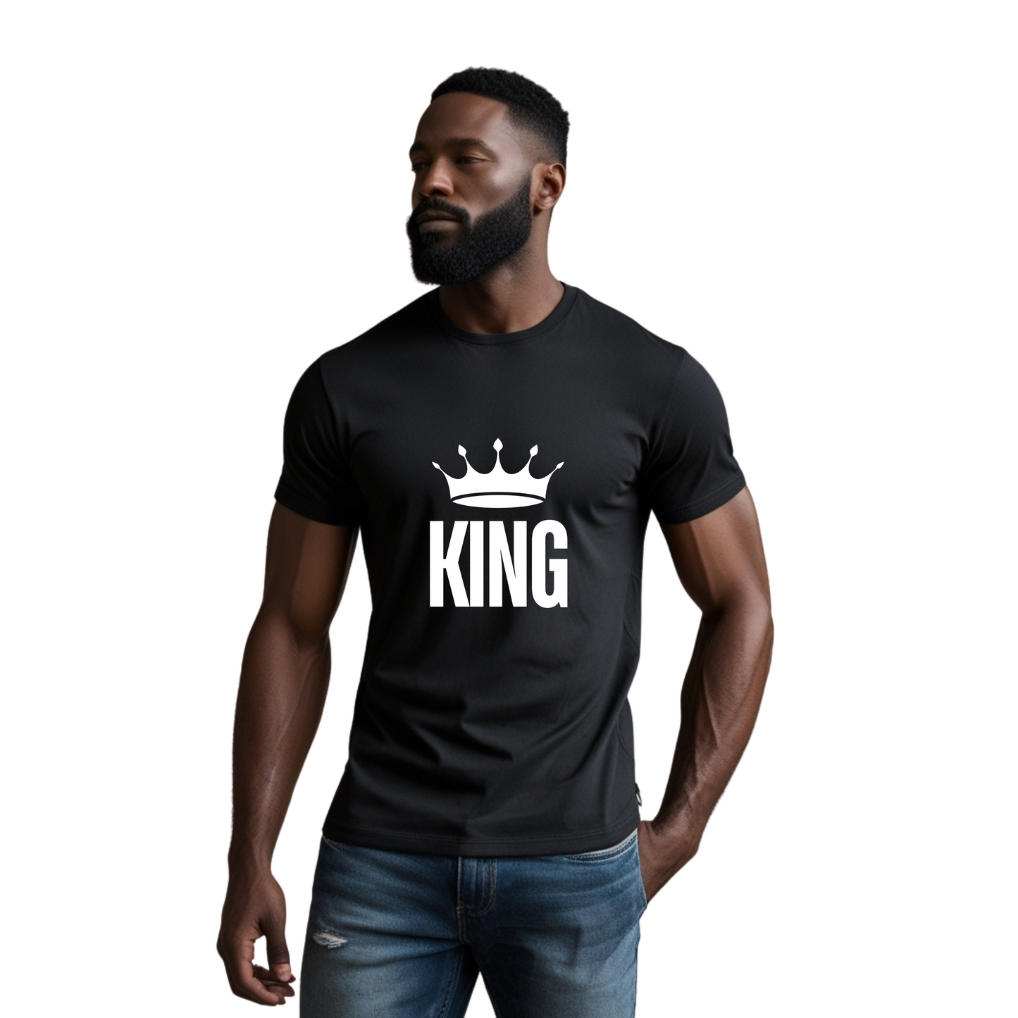 Black King Crown Graphic T-Shirt - Perfect for Celebrations and Everyday Wear